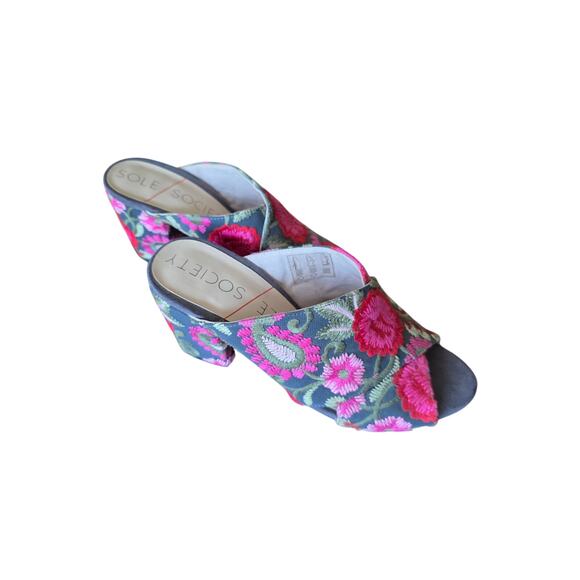 Sole Society Luella Embroidered‎ Mule Slide Sz 8 NEW Boho - Picture 1 of 4